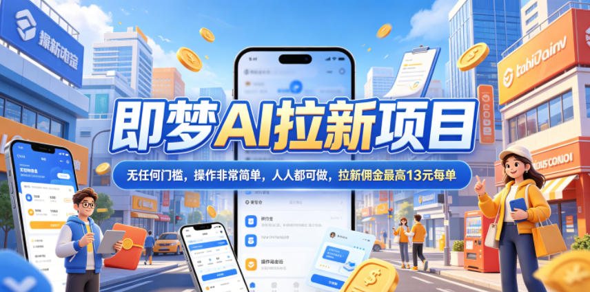 即梦AI拉新搞钱实战,佣金13元一单,新手也能快速上手-然百捷网络科技
