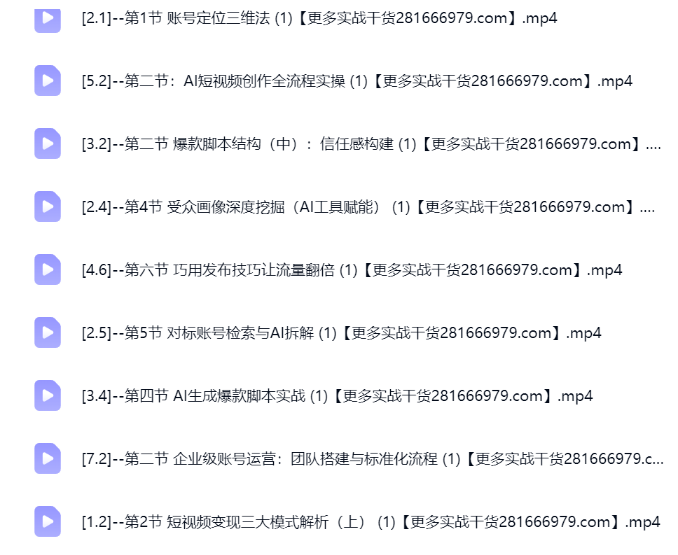 然百捷网络科技AI爆量课程目录 轻创业教学下载 网赚教程资源