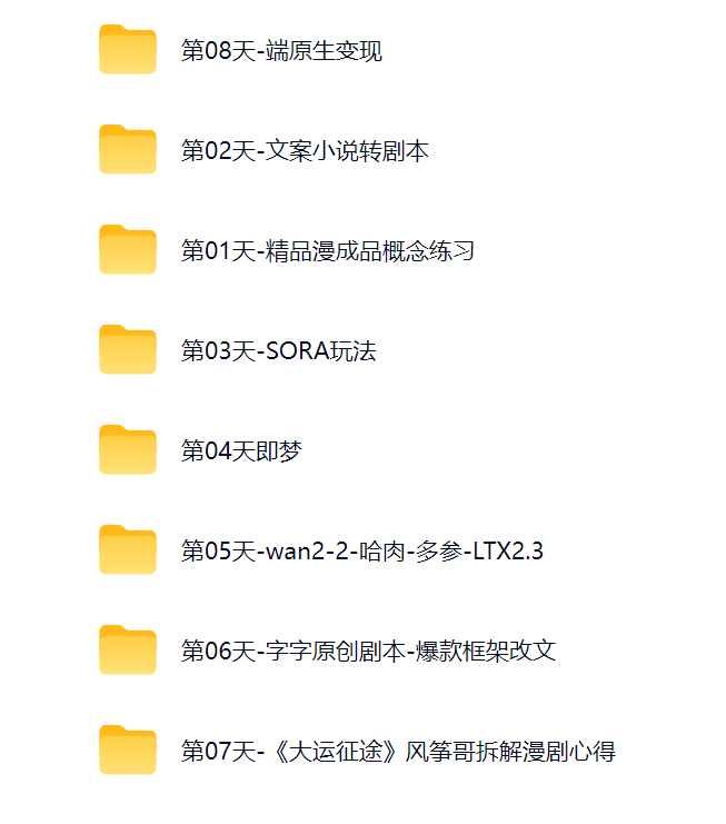 然百捷网络科技漫剧提速课程目录 教学下载 网赚教程资源