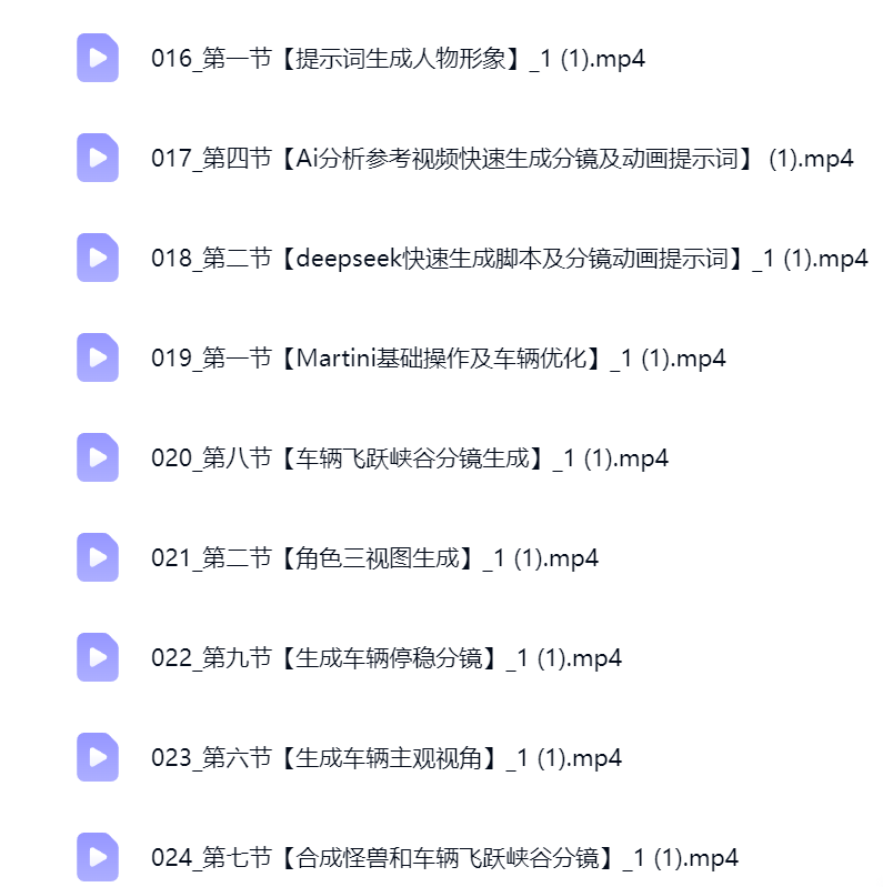 然百捷网络科技AIGC影视课程目录 全流程教学下载 网赚教程资源