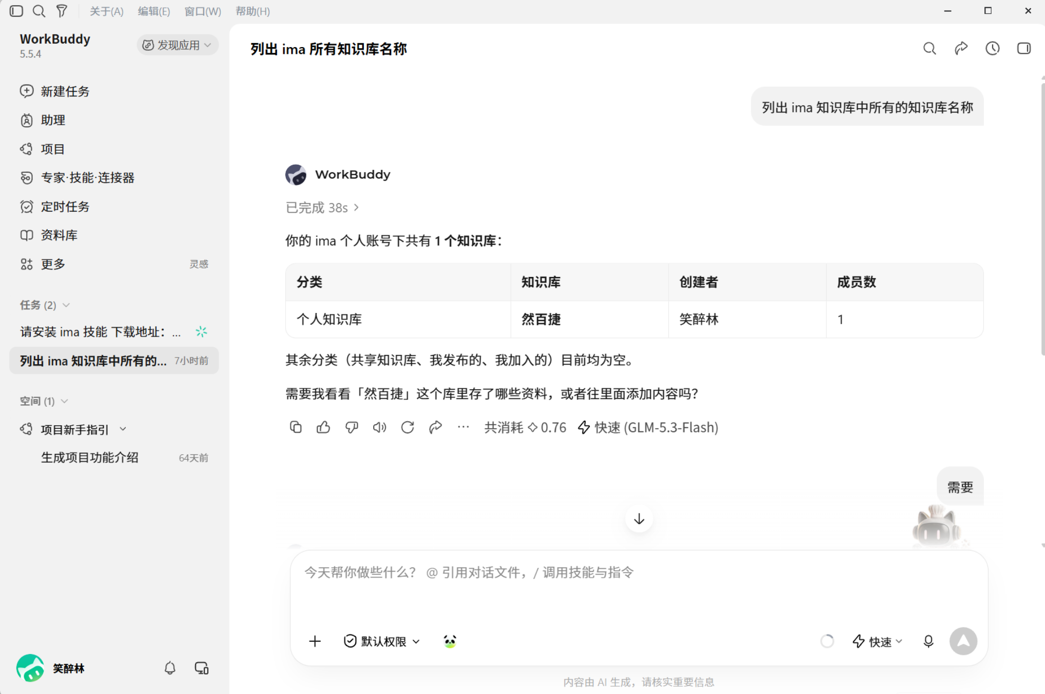 WorkBuddy项目测试界面截图