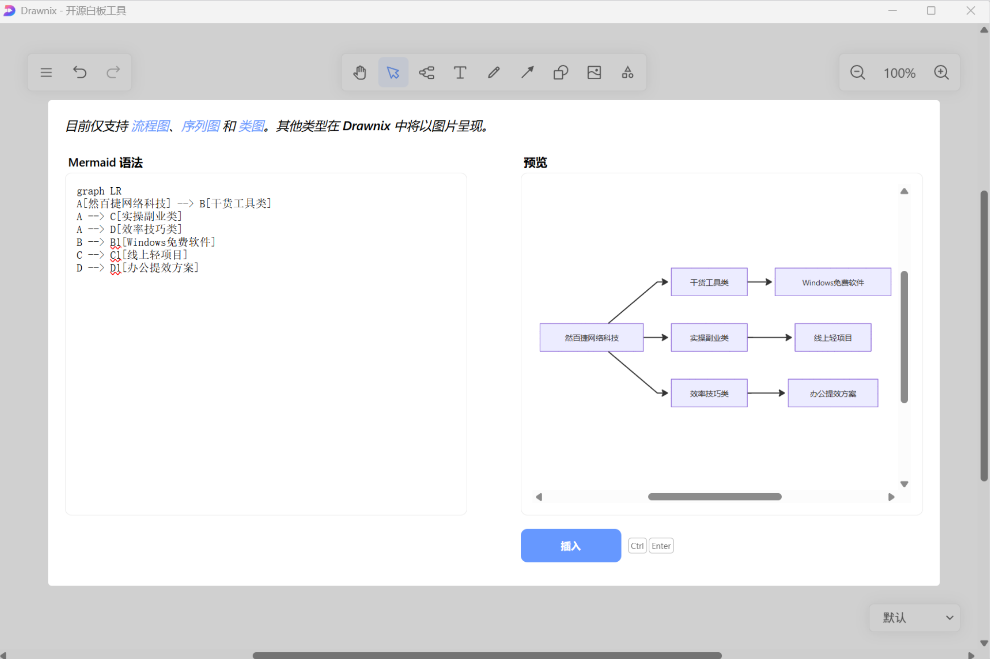 Drawnix 本地离线白板，Mermaid语法代码生成思维导图与流程图
